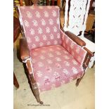 A Regency mahogany bergere armchair, W.66cm D.75cm H.92cm (a.f.)