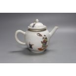 A Chinese export documentary famille rose spherical teapot and cover, the underside monogrammed E.