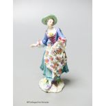 A Meissen figure of a dancing lady, 18th/19th century, height 13cm