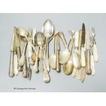 A mixed group of 19th century and later silver and plated cutlery, various dates, makers, patterns,