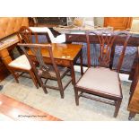 A George III mahogany side table, fitted with a long drawer, width 75cm, depth 42cm, height 70cm