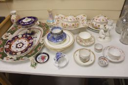 A collection of decorative ceramics to include cabinet cups and saucers, a delft casket, vases,