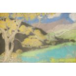 Arthur Joseph Gaskin (1862-1928), pastel, Snowdon, signed and dated 1923, exhibition labels verso,
