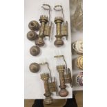 Four GWR brass gas lamps, height 37cm