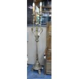 A pair of 20th century decorative silvered wood and wrought iron twin-branch candlestands(converted