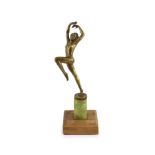 Josef Lorenzl , an Art Deco bronze figure of a dancing girl,signed, on an onyx plinth with later