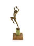 Josef Lorenzl , an Art Deco bronze figure of a dancing girl,signed, on an onyx plinth with later