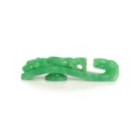 A Chinese jadeite ‘dragon’ belt hook,8.8cm long