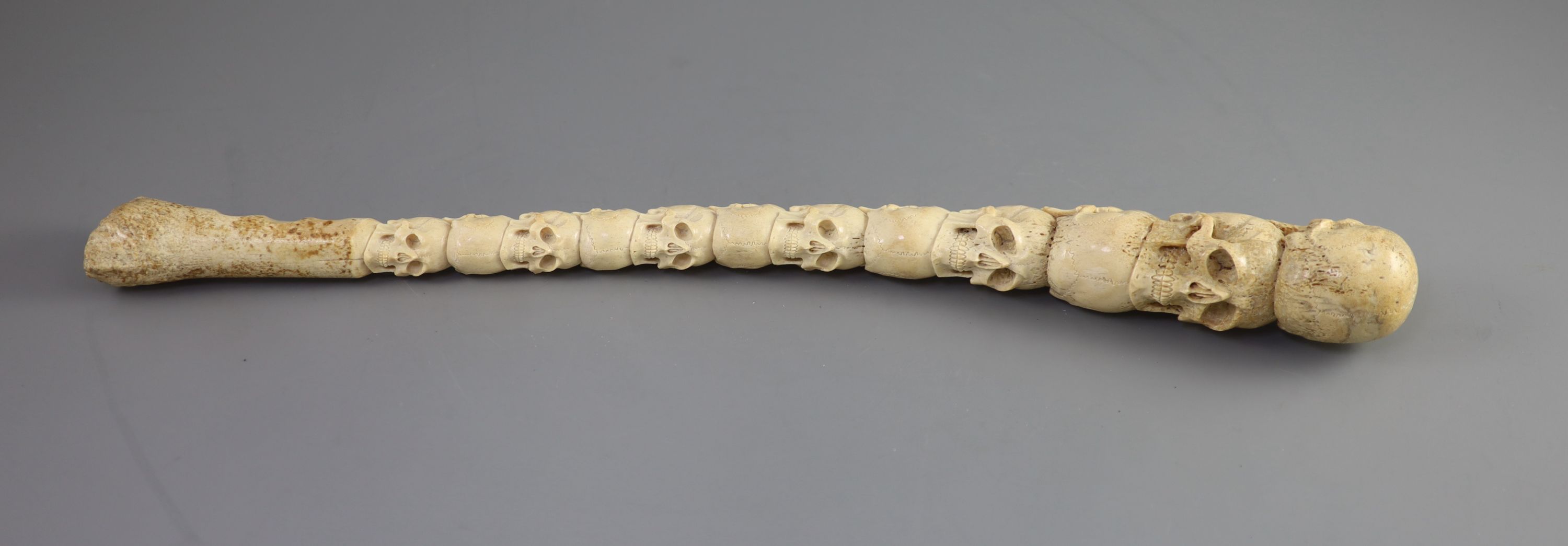 A unusual Inuit ‘skull’ carved walrus baculum, believed to be 19th century,Intricately carved and - Image 5 of 6