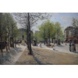 Fernand Quignon (French, 1854-1941)Boulevard Richard LenoirOil on canvasAtelier stamp lower right47