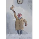 § Quentin Blake (1932-)Souvenir of the Treasury daysInk and watercolour on paperInscribed ‘for Tom