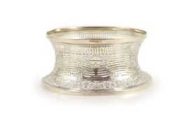 A George V Irish pierced silver dish ring, by West & Son,engraved with urn and swag decoration,