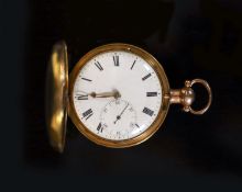 A George III 18ct gold hunter keywind lever pocket watch, by Grant, Fleet Street, London,with Roman