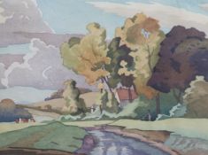 § Eric Slater (1896-1963)An Autumn Morningwoodblock printsigned24 x 31cm.