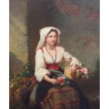 19th century English SchoolThe Flower SellerOil on millboard29 x 24cm.