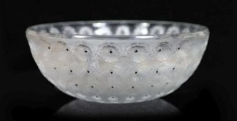 A Lalique 'Nemours' pattern bowl, designed in 1929, post war,engraved mark Lalique France,25.5 cm