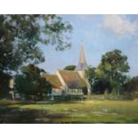 § Frank Wootton (1914-1998)(1914-1998)Berwick Church, Summeroil on boardStacy Marks label verso