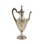 A George III silver urn shaped coffee pot by Godbehere & Wigan,London, 1791, with engraved armorial