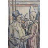 § Clifford Hall (1904-1973)Clown and circus managerPastel on paperSigned and dated 1961-275 x 50cm.