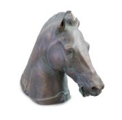 A large and impressive life-size bronze model after the Medici Riccardi horse’s head, 20th centuryH