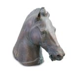 A large and impressive life-size bronze model after the Medici Riccardi horse’s head, 20th centuryH