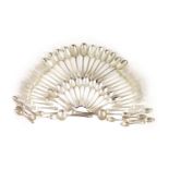 A part canteen of Edwardian silver Old English double struck thread pattern flatware for twelve by