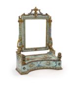 An 18th century Venetian painted pine toilet mirrorwith rectangular plate and concave base drawer
