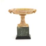 An early 19th century Grand Tour souvenir sienna marble urnOf fluted oval form, with rectangular