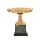 An early 19th century Grand Tour souvenir sienna marble urnOf fluted oval form, with rectangular