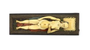 A 17th/18th century Northern European ivory female anatomical figure, probably German Nuremberg in