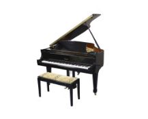 A Steinway & Sons Boston 156 ebonised boudoir grand pianoFrame cast GP156, no.114242, with piano