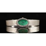 with oval malachite dial and diamond set bezel, overall 17cm, gross weight 38.6 grams, with Chopard