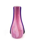 Elizabeth Graydon-Stannus, an unusual mottled pink and purple glass vase, circa 1930, of flattened