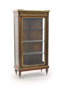 A 19th century French ormolu mounted rosewood vitrinewith veined white marble top and three-quarter