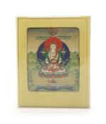 A Tibetan painted thangka depicting White Tara, 19th century,later laid on a stretchered canvas,