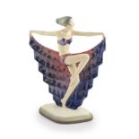 Josef Lorenzl for Goldscheider, a rare large pottery figure of a dancer,black printed ‘Goldscheider