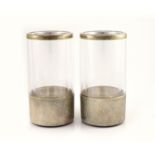 A pair of textured silver bottle coasters by Adrian Gerald Benney, with removeable silver mounted