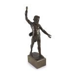 Gotthilf Jaeger (German, 1871-1933), a bronze figure of Zeus mounted as a lampon a rectangular
