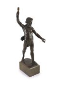 Gotthilf Jaeger (German, 1871-1933), a bronze figure of Zeus mounted as a lampon a rectangular