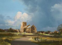 § Frank Wootton (1911-1998)Morston Church, NorfolkOil on boardSigned29 x 39cm.
