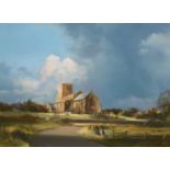 § Frank Wootton (1911-1998)Morston Church, NorfolkOil on boardSigned29 x 39cm.