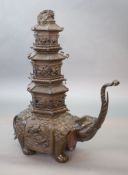 An impressive Japanese bronze ‘elephant’ koro, 19th century,modelled as a caparisoned elephant