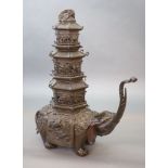 An impressive Japanese bronze ‘elephant’ koro, 19th century,modelled as a caparisoned elephant