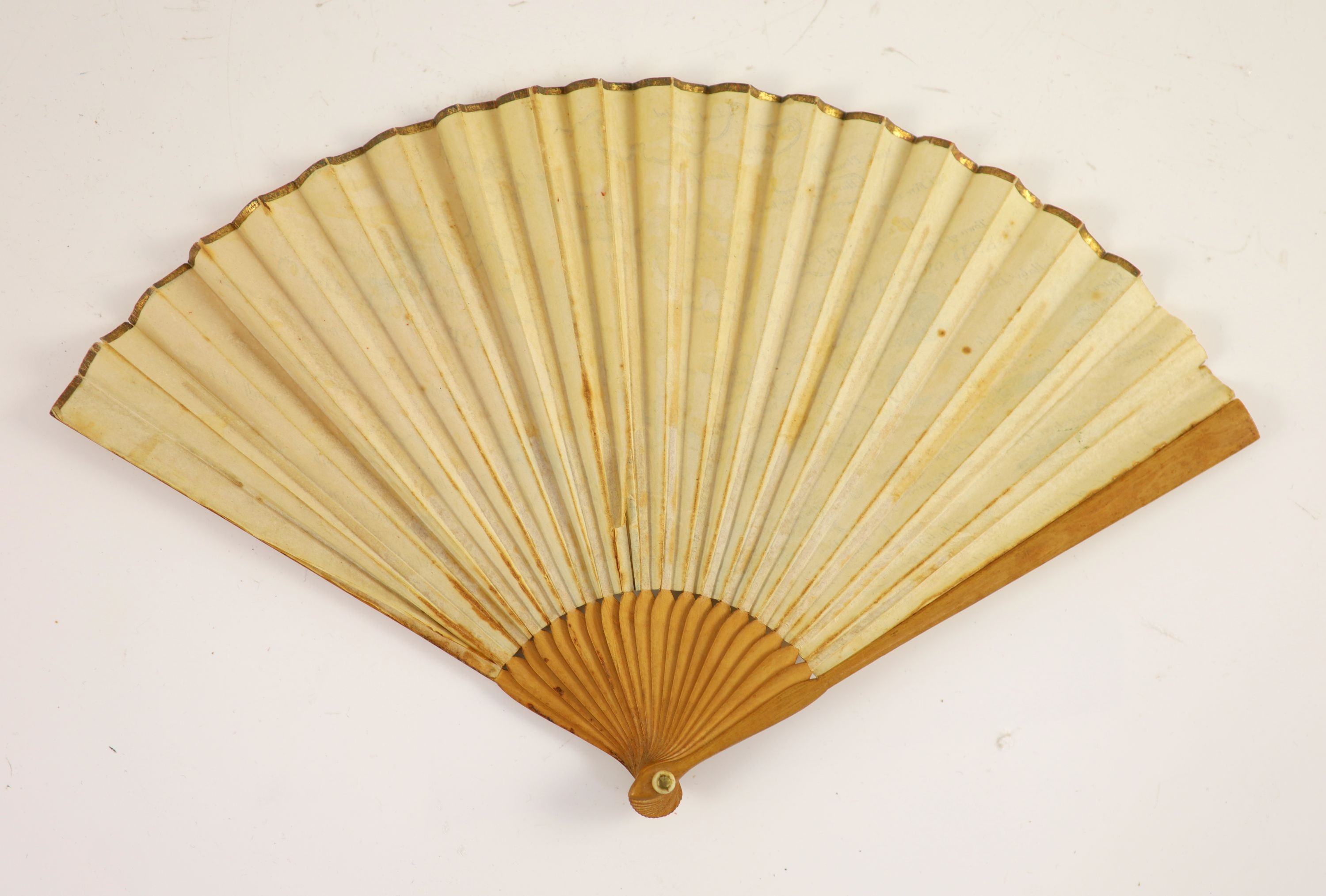 A rare 18th century 'Land of Matrimony' and ‘Land of Celibacy’ fan, 17.5cm long - Image 2 of 2