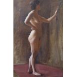 Margaret Lindsay Williams (1888-1960)Standing female nude in a studioOil on canvasInscribed verso