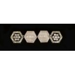 A pair of early 20th century silver and gold, rose and round cut diamond set hexagonal cufflinks,