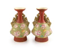 Christoper Dresser for Old Hall Earthenware Company Ltd, a pair of vases, c.1884,each of conical