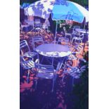 § Philip Dunn (1945-)Cafe Alfresco, Saint Cirq Lapopie, Lot, FrancegouacheSigned, label verso dated