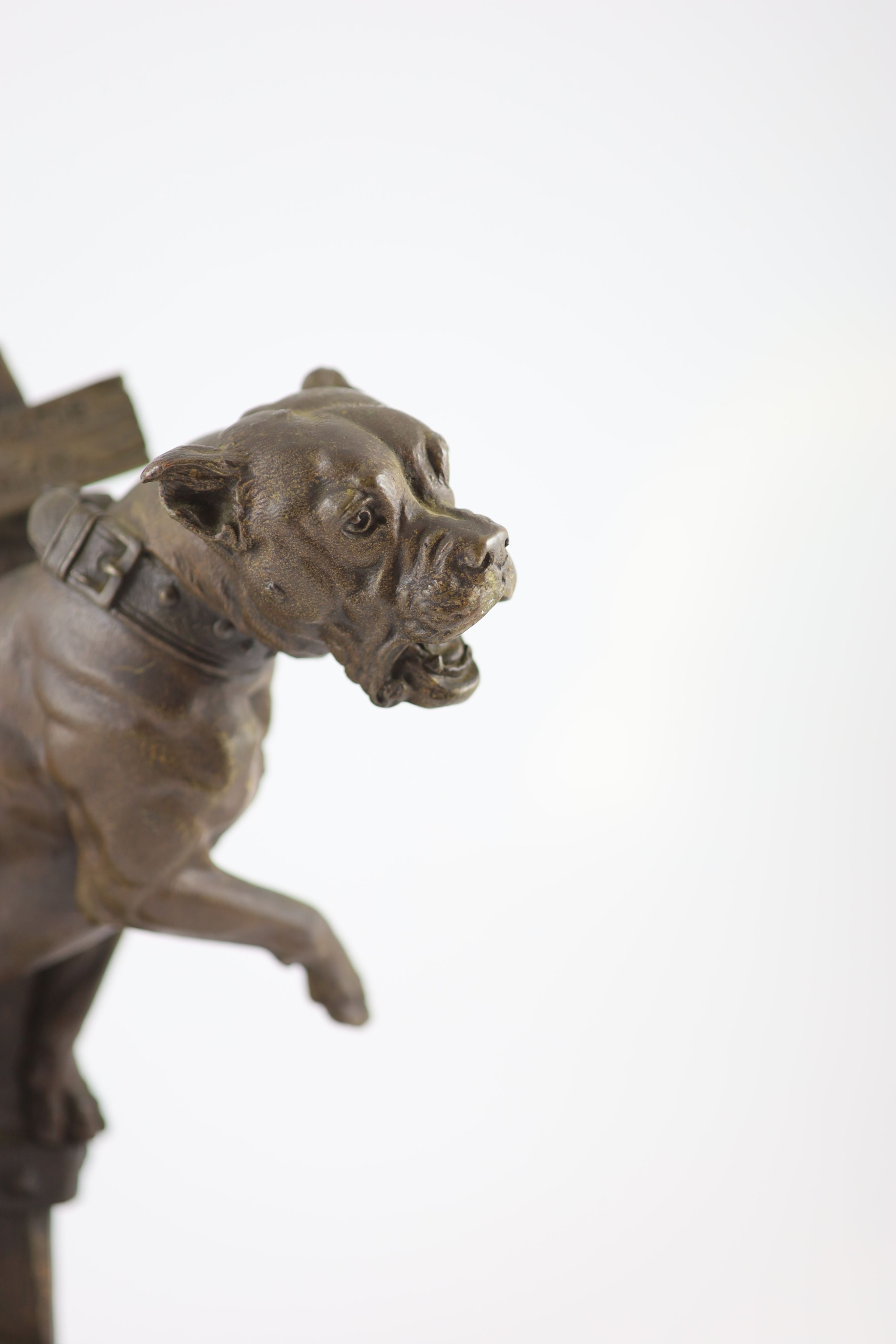 Prosper Lecourtier (1855-1924). A French bronze model of a bull mastiff ‘Prenez Garde au Chien’, - Image 2 of 5