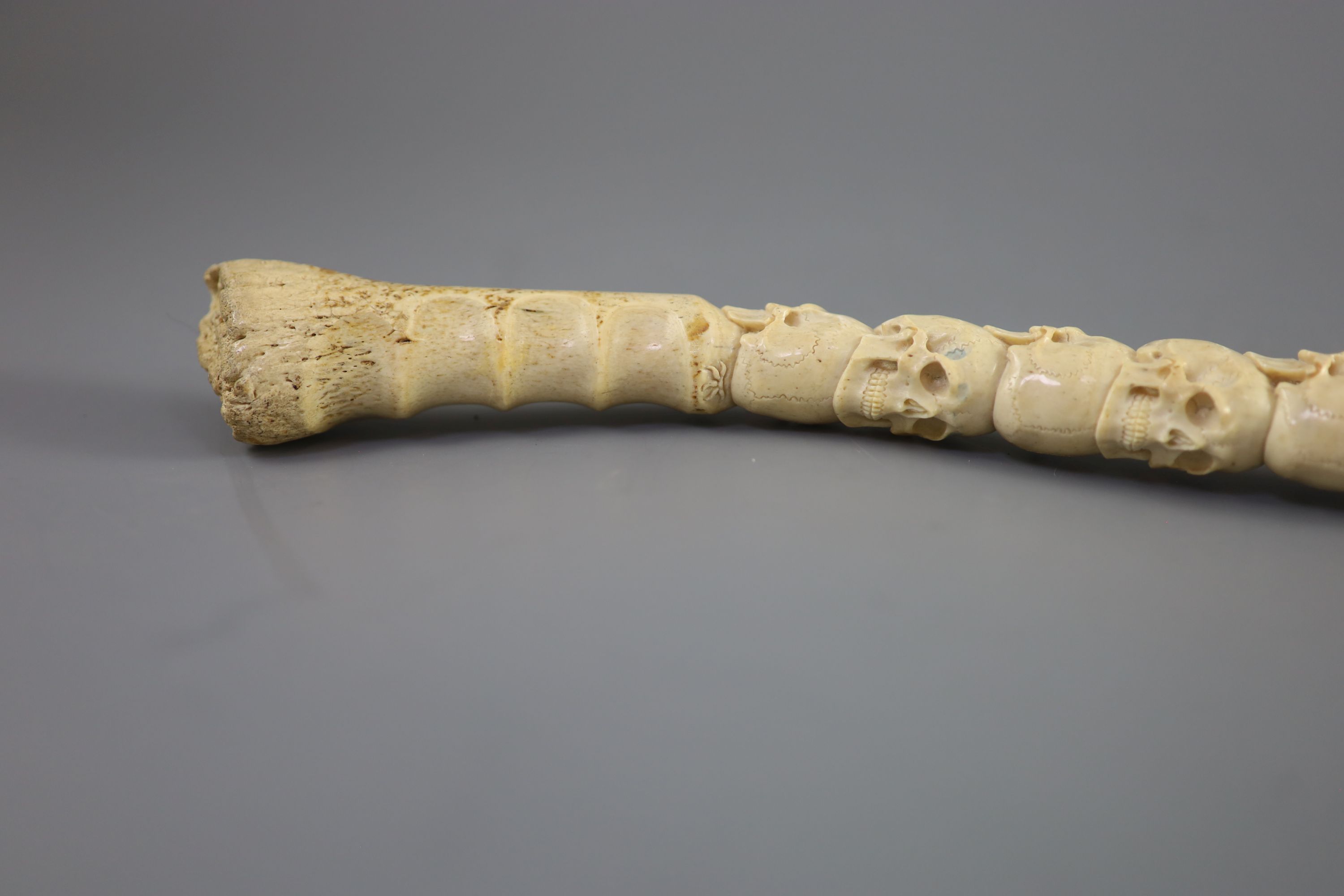 A unusual Inuit ‘skull’ carved walrus baculum, believed to be 19th century,Intricately carved and - Image 3 of 6